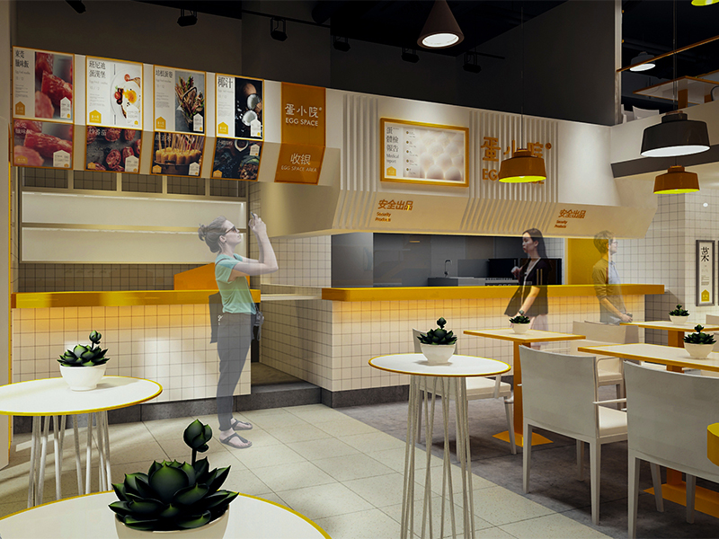 蛋小院輕餐飲店面裝修設計效果圖